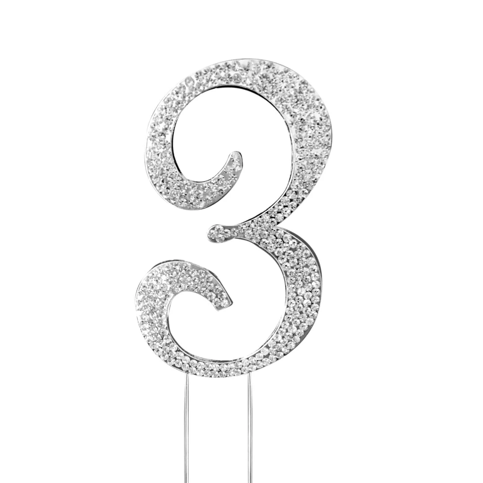 Rhinestone Cake Toppers 4.5" Silver Monogram Letter and Number Design - Stylish Cake Decorations - Image 10