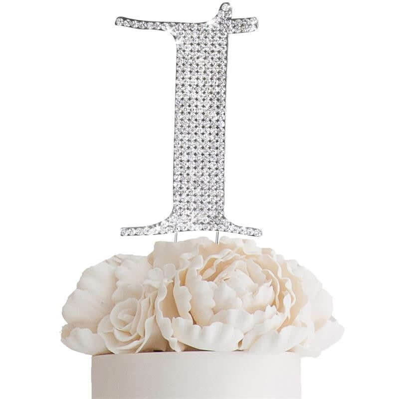 Rhinestone Cake Toppers 4.5" Silver Monogram Letter and Number Design - Stylish Cake Decorations - Image 20