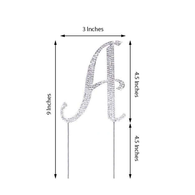 Rhinestone Cake Toppers 4.5" Silver Monogram Letter and Number Design - Stylish Cake Decorations - Image 3