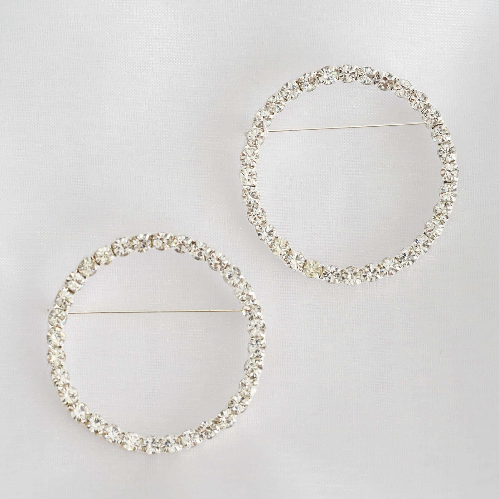 Rhinestone Circle Metal Chair Sash Band Buckle 2" Silver - Diamond Bow Pin - Image 6