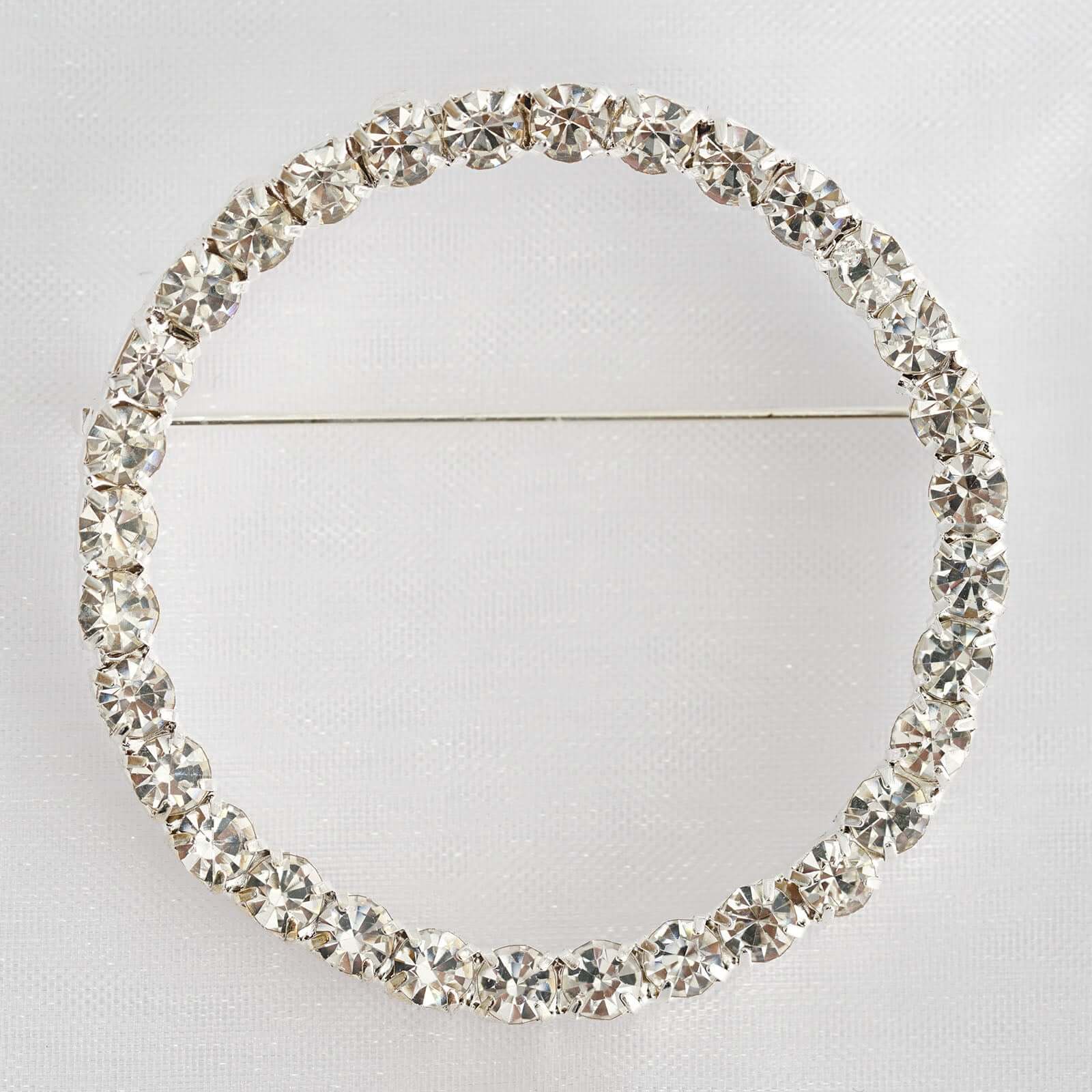 Rhinestone Circle Metal Chair Sash Band Buckle 2" Silver - Diamond Bow Pin - Image 7