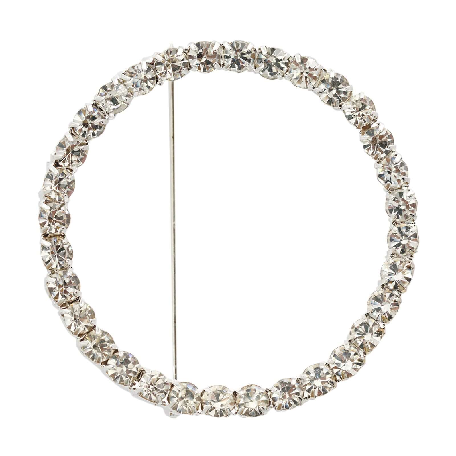 Rhinestone Circle Metal Chair Sash Band Buckle 2" Silver - Diamond Bow Pin - Image 8