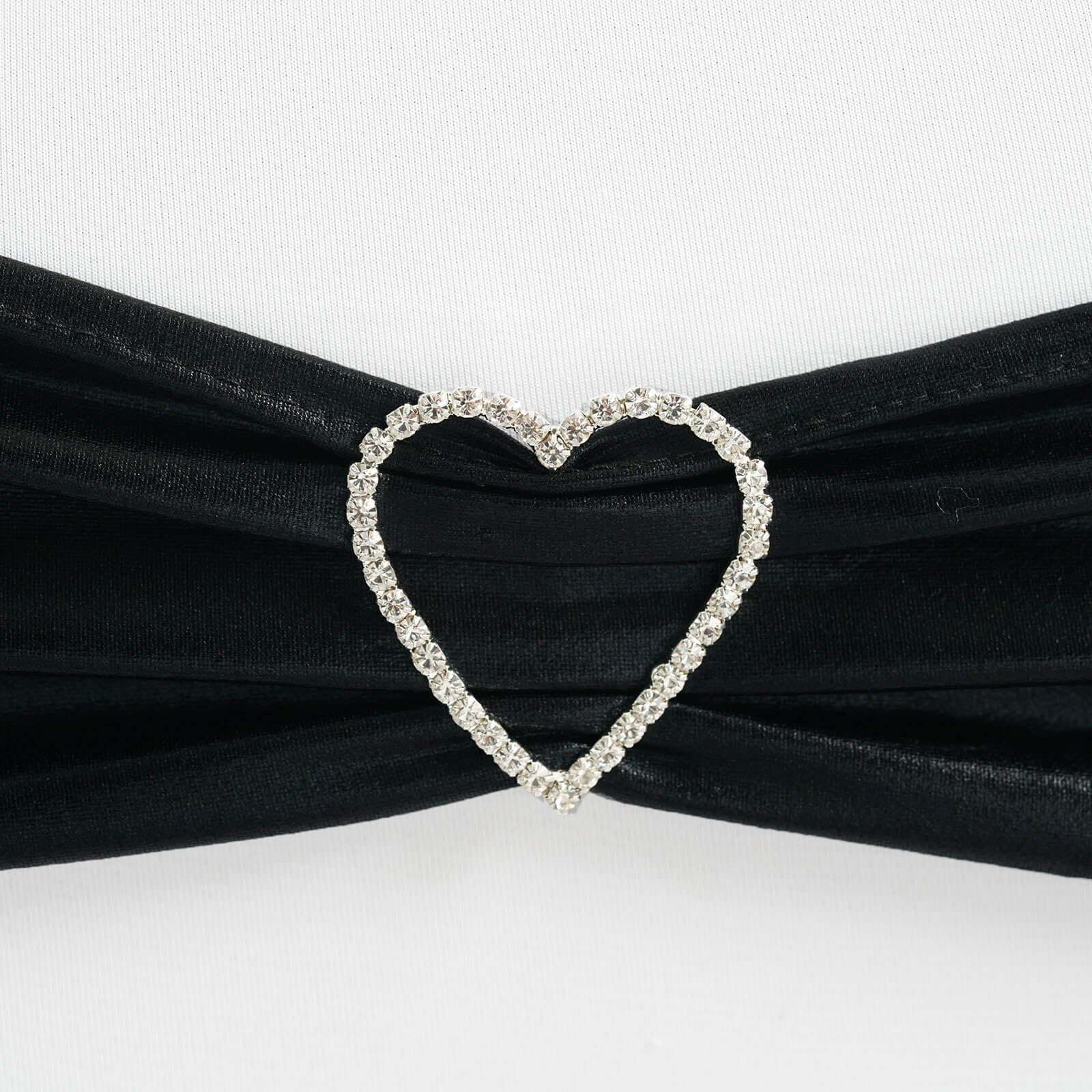 Rhinestone Heart Metal Chair Sash Band Buckle 2" Silver - Diamond Bow Pin - Image 5