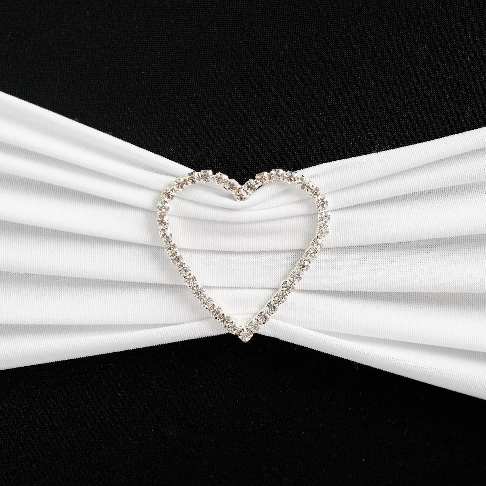 Rhinestone Heart Metal Chair Sash Band Buckle 2" Silver - Diamond Bow Pin - Image 6