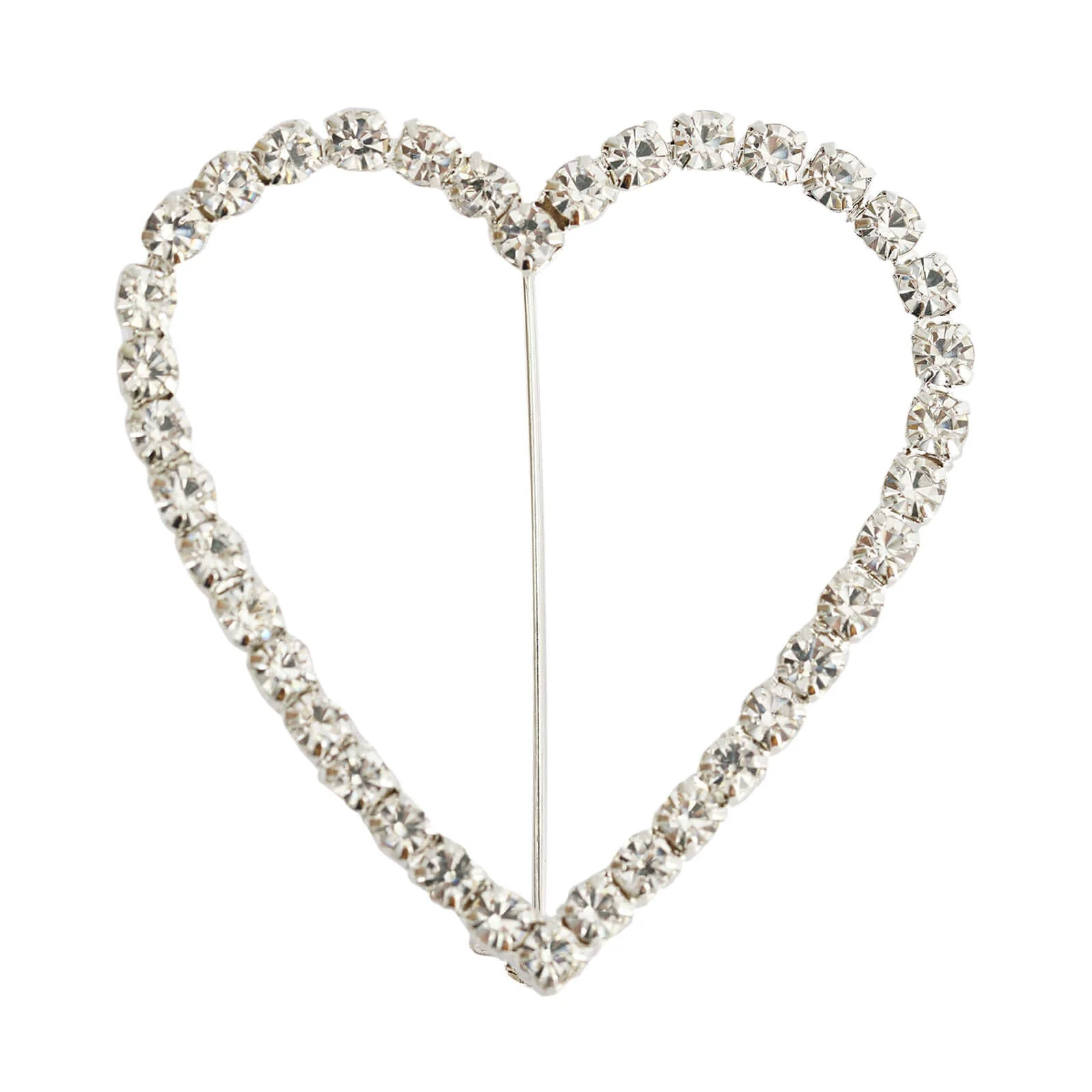 Rhinestone Heart Metal Chair Sash Band Buckle 2" Silver - Diamond Bow Pin - Image 7