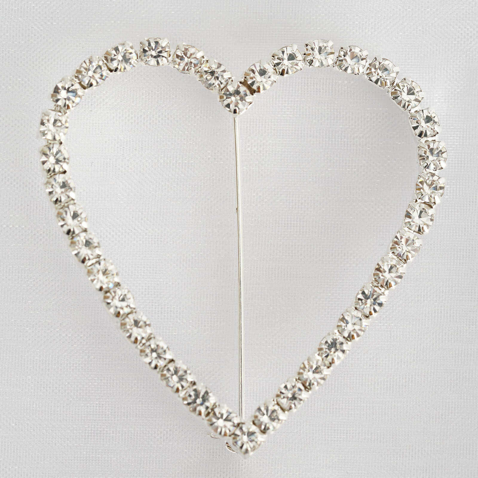 Rhinestone Heart Metal Chair Sash Band Buckle 2" Silver - Diamond Bow Pin - Image 8