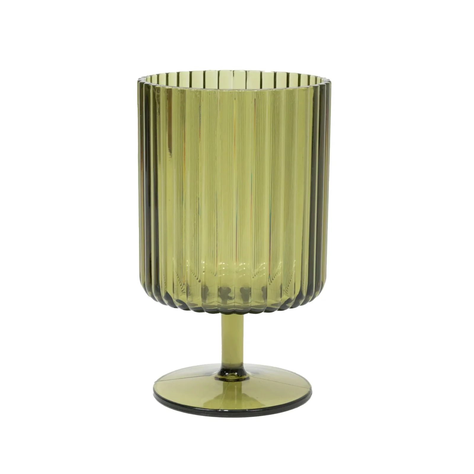 12-Pack Dusty Sage Green Plastic Wine Glasses 12oz, Vintage Ribbed Pattern Short Stemmed - Reusable Shatterproof Goblets - Image 5