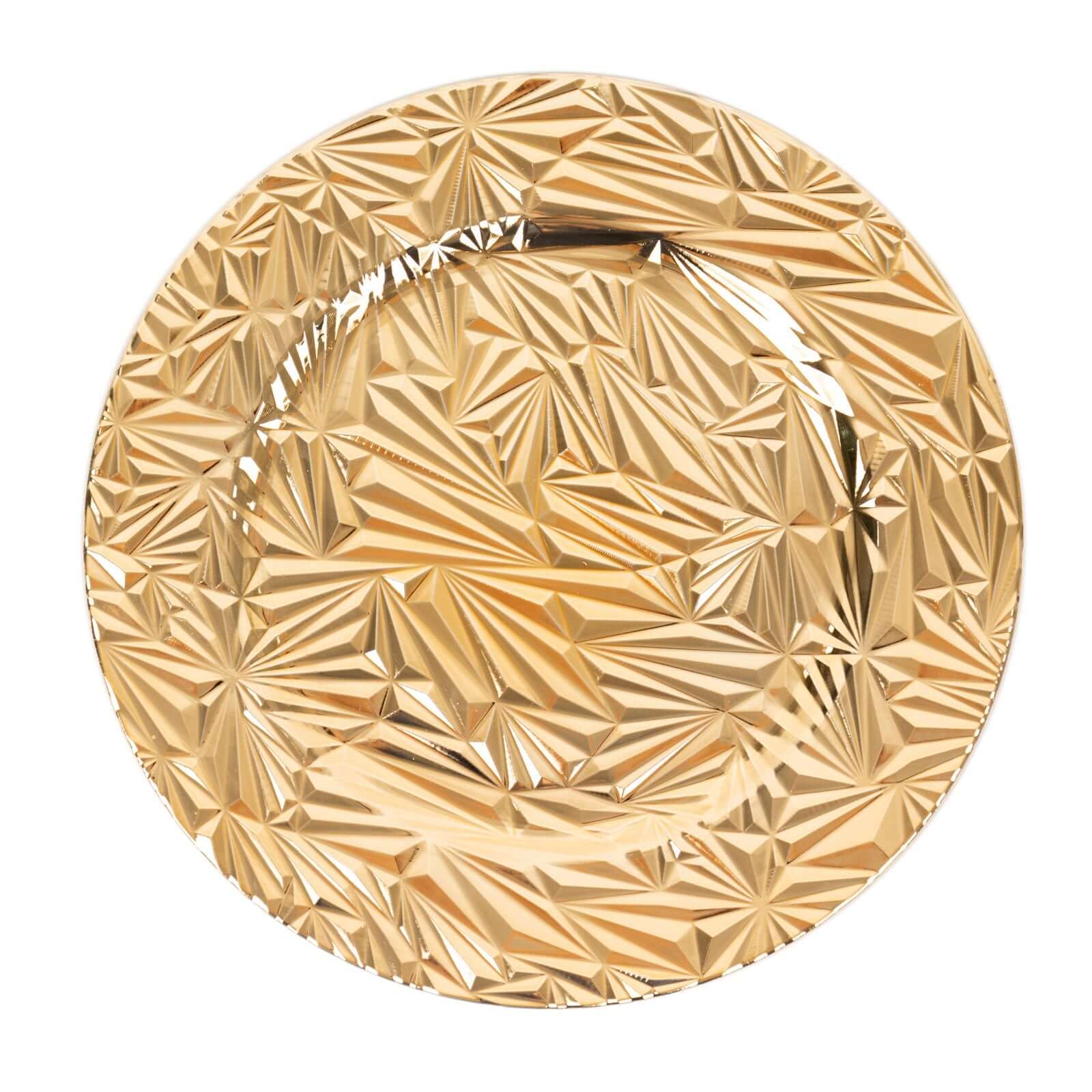 6-Pack Acrylic Charger Plates 13" Round Metallic Gold Rock Cut Design - Durable Plastic Dinner Charger Tableware - Image 11