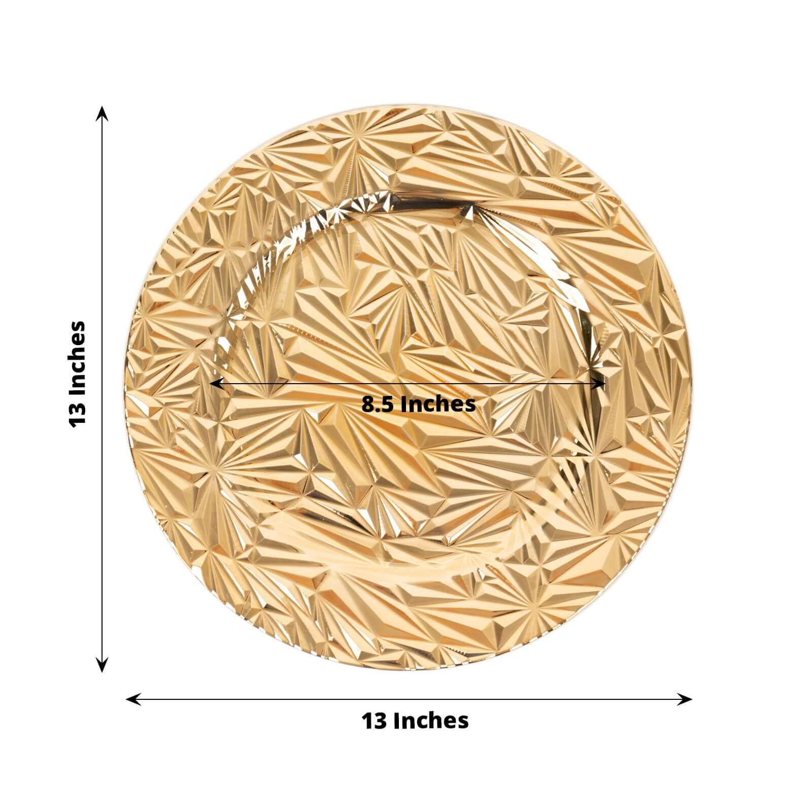 6-Pack Acrylic Charger Plates 13" Round Metallic Gold Rock Cut Design - Durable Plastic Dinner Charger Tableware - Image 3