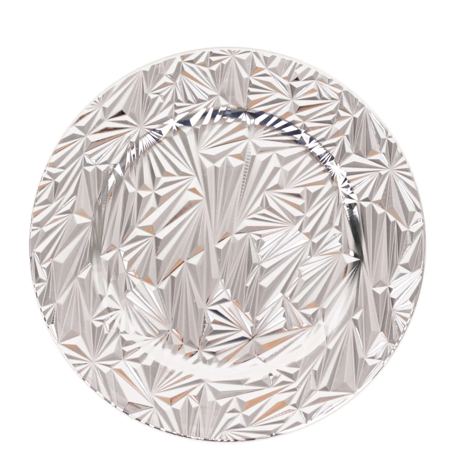 6-Pack Acrylic Charger Plates 13" Round Metallic Silver Rock Cut Design - Durable Plastic Dinner Charger Tableware - Image 6
