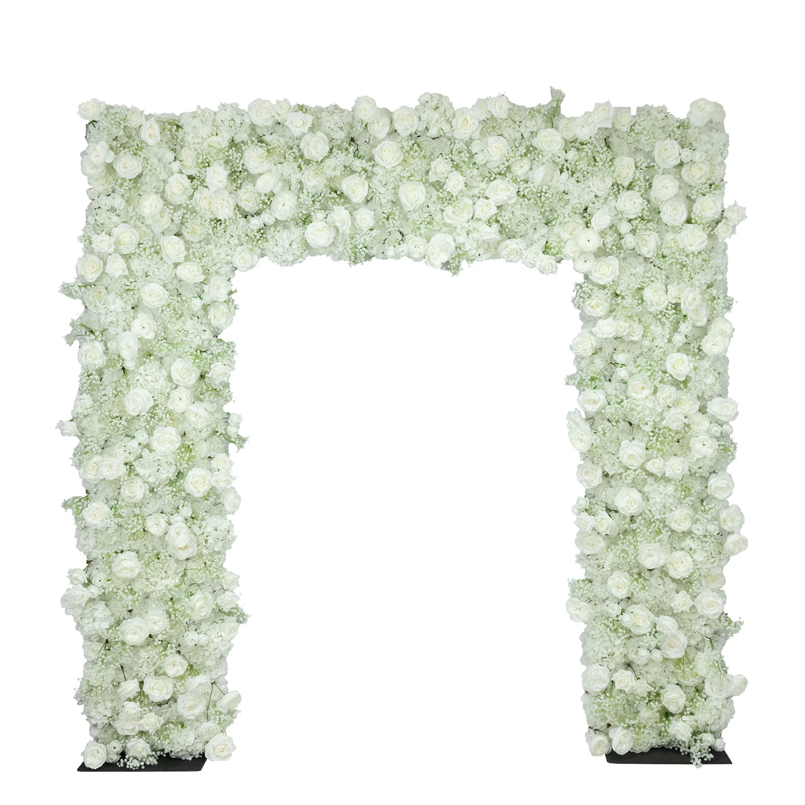 Roll Up Artificial Flower Backdrop for Arch Stand – White with Fabric Backing, 8ftx8ft – Silk Roses & Baby's Breath Wedding Arch Décor - Image 2