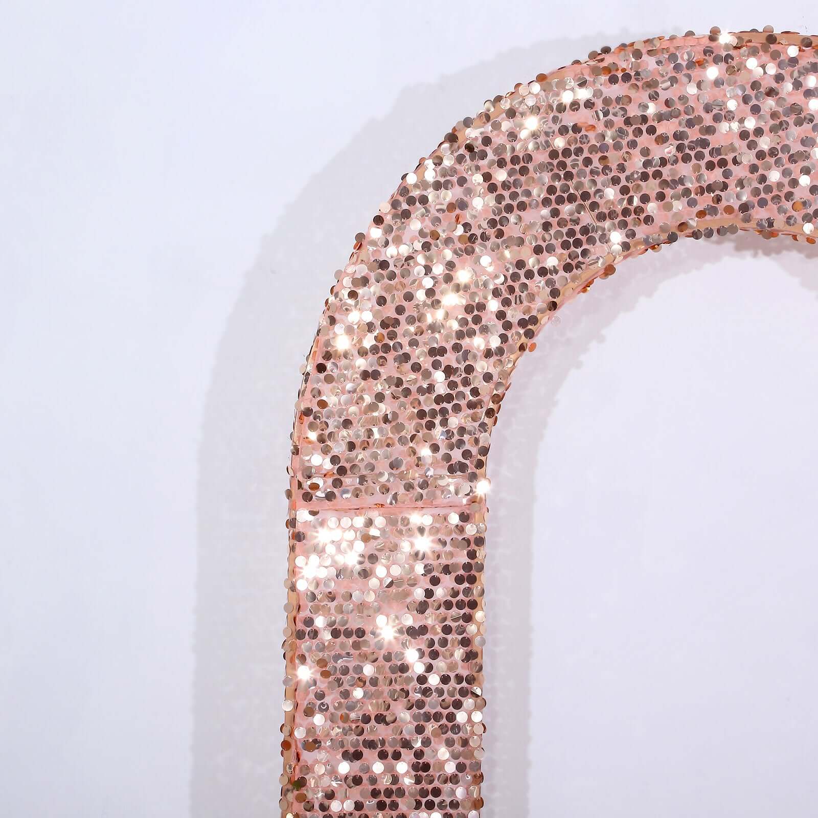Rose Gold Double-Sided Big Payette Sequin Open Arch Backdrop Cover, U-Shaped Fitted Wedding Arch Slipcover 8ft - Image 2