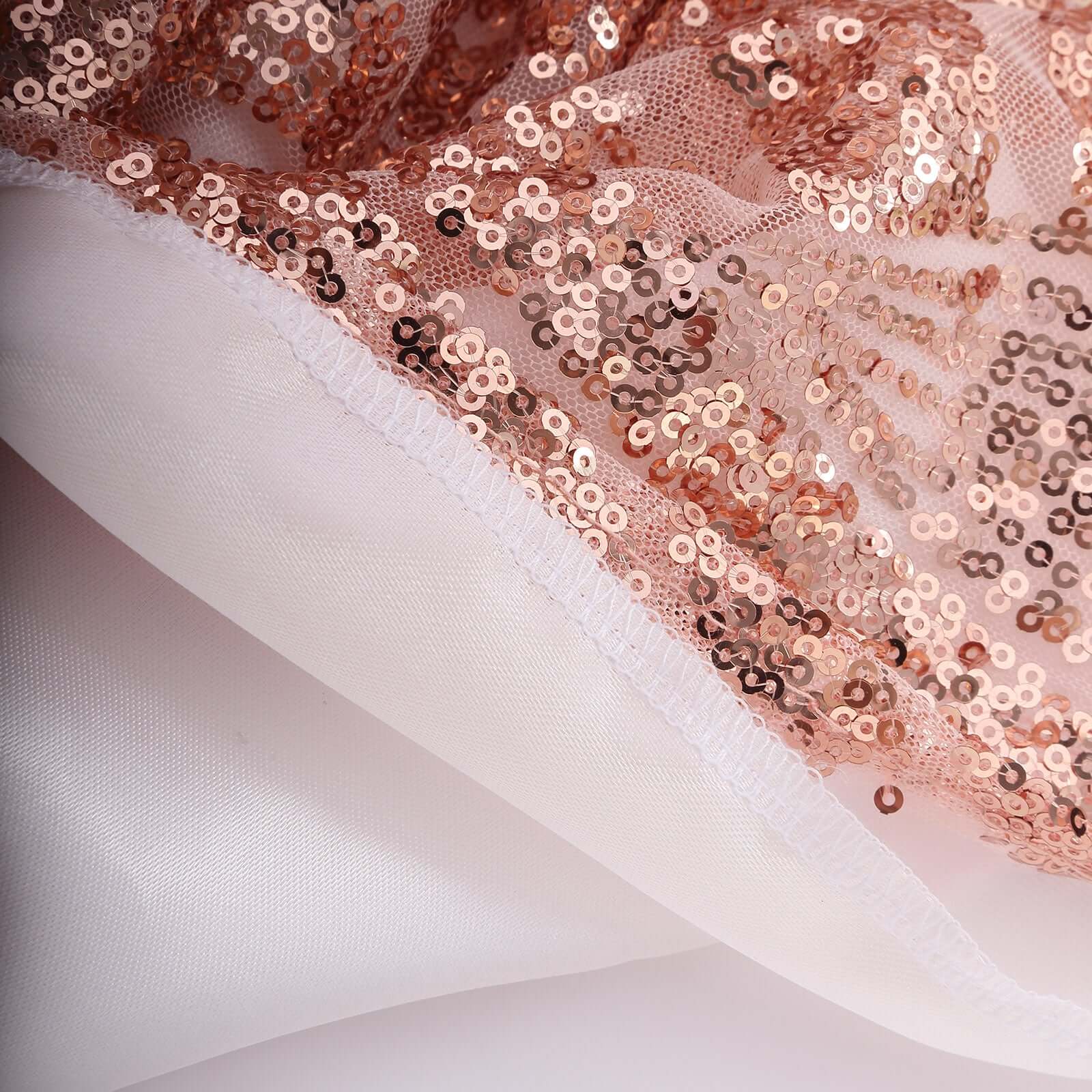 Rose Gold Geometric Sequin Backdrop Drape Curtain with Satin Backing, Seamless Opaque Sparkly Photo Booth Event Divider Panel in Diamond Glitz Pattern - 8ftx8ft - Image 10