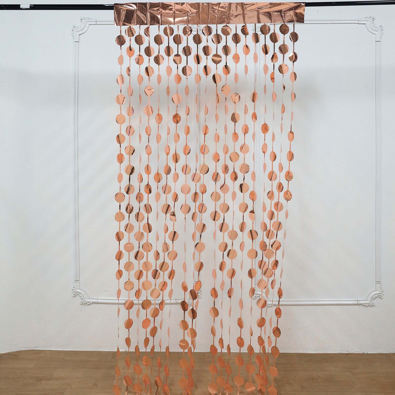 Rose Gold Round Chain Foil Fringe Curtain Party Backdrop, Metallic Rose Gold Tinsel Streamer Party Decor - Door Window Foil Curtain 3ftx6.5ft - Image 5