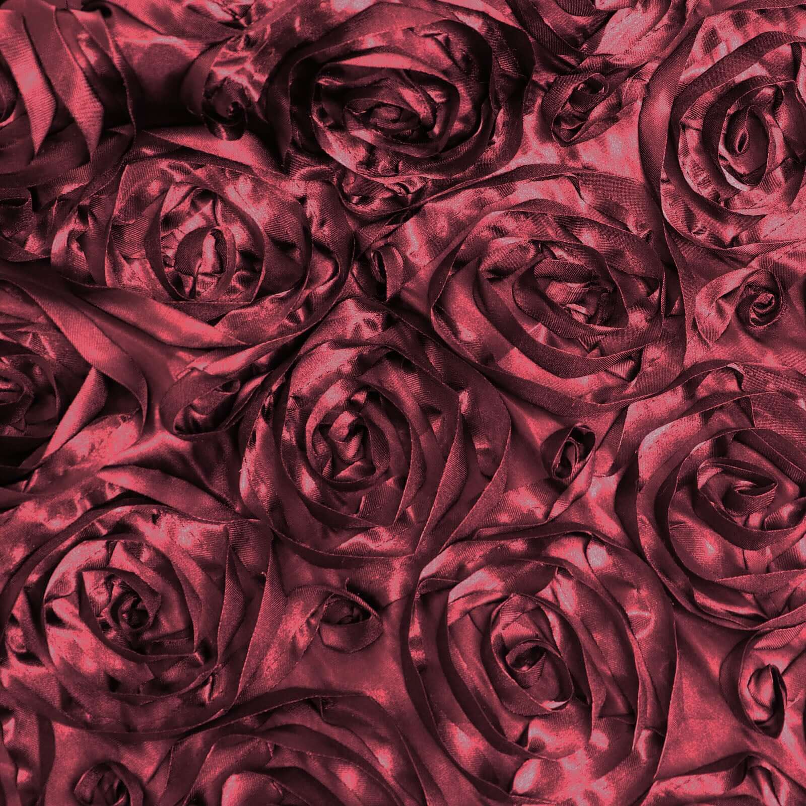Rosette Satin Square Table Overlay 72"x72" Burgundy - 3D Table Topper - Image 8