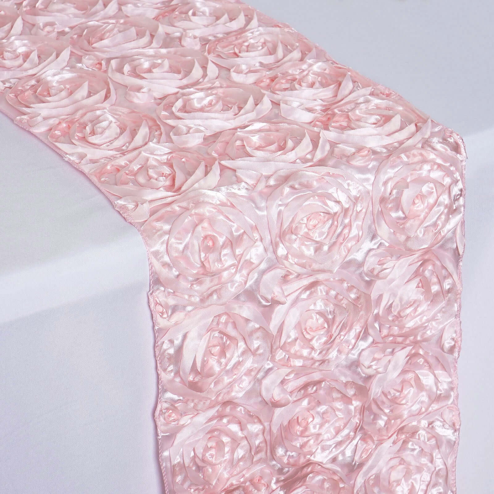 Rosette Satin Table Runner 14"x108" Blush - Grandiose Fabric Table Decor - Image 2