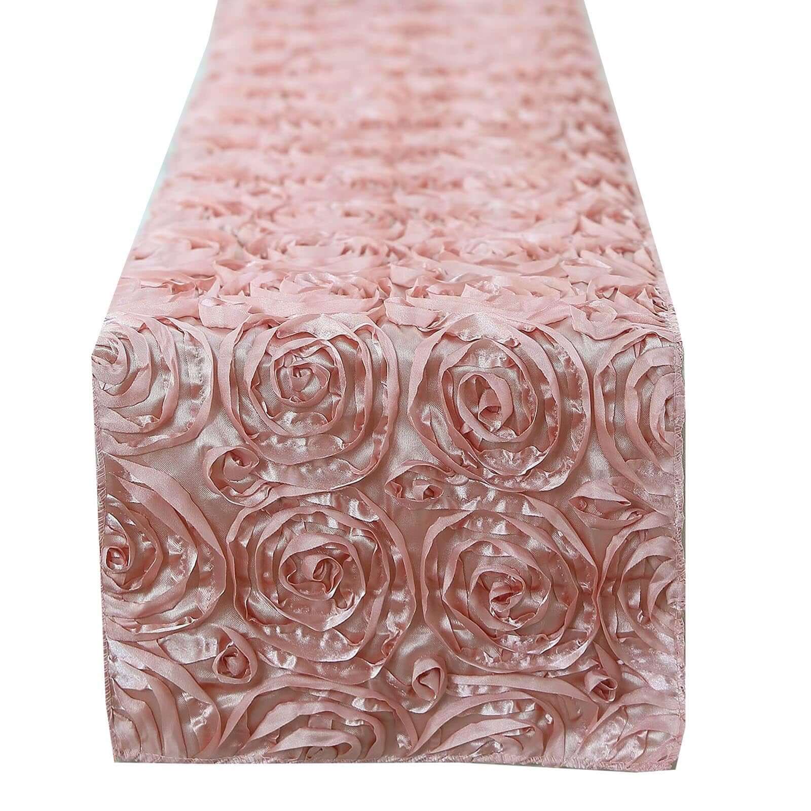 Rosette Satin Table Runner 14"x108" Dusty Rose - Grandiose Fabric Table Decor - Image 6