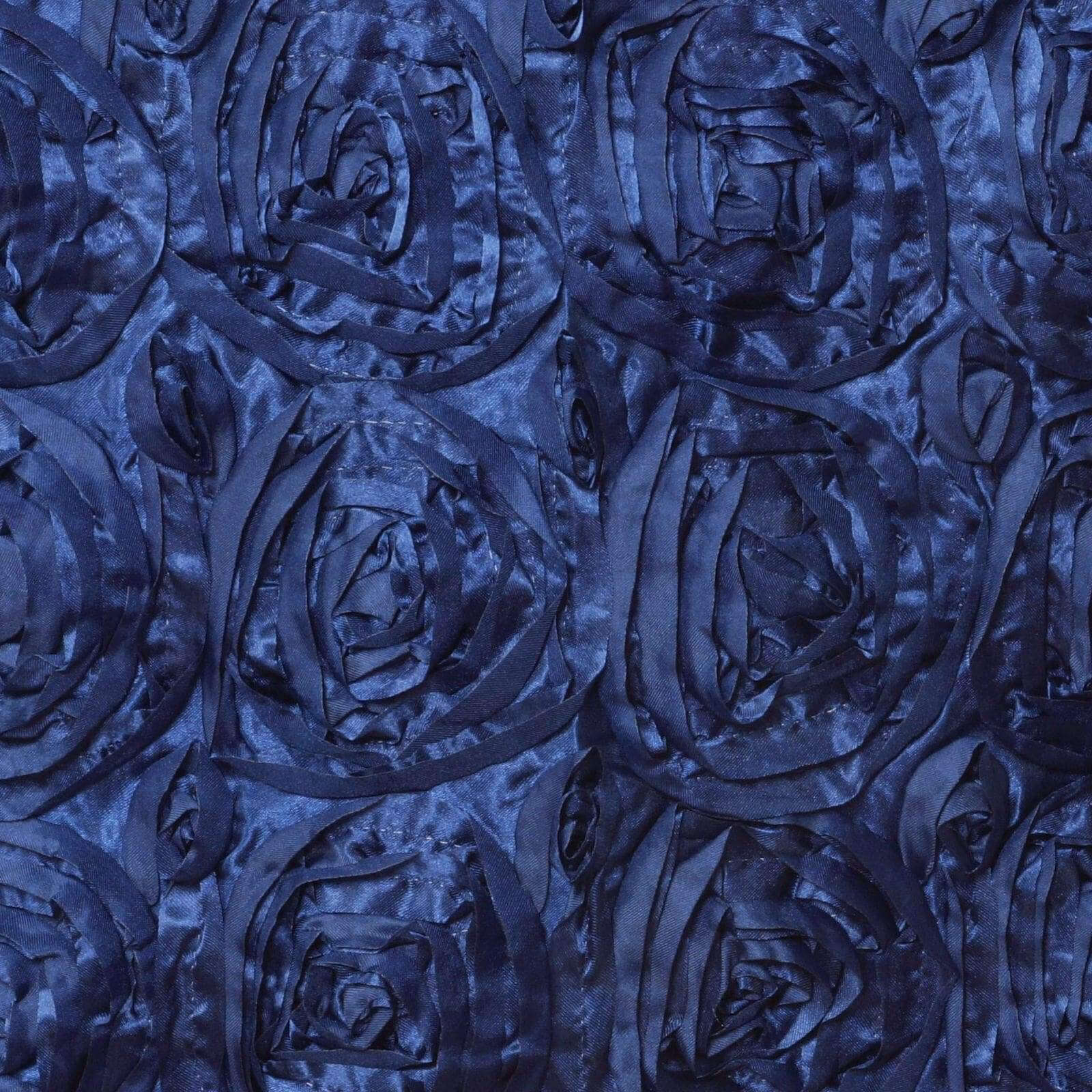Rosette Satin Table Runner 14"x108" Navy Blue - Grandiose Fabric Table Decor - Image 2