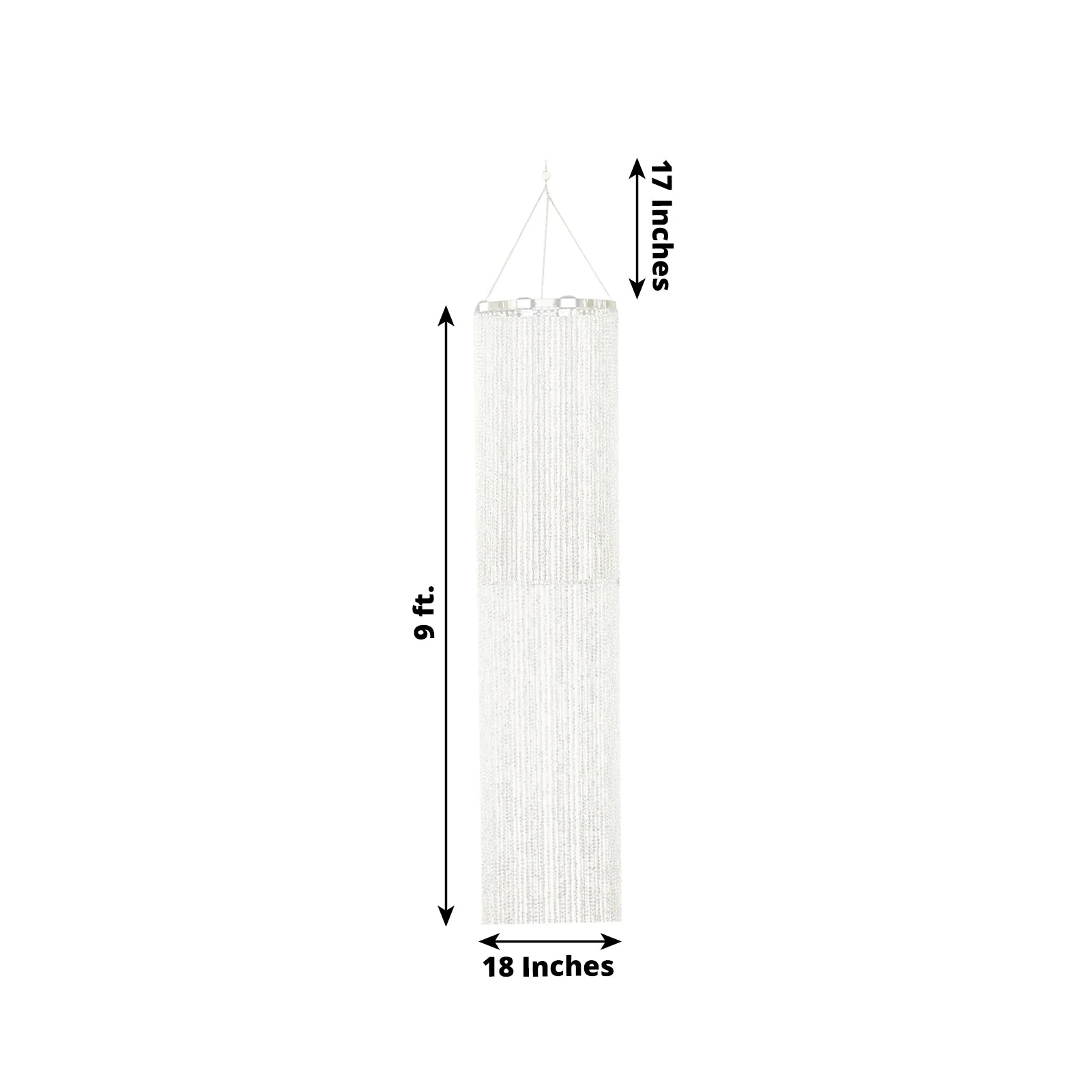 Hanging Beaded Crystal Column Chandelier, 9ft Tall Beads Curtain Round with Silver Metal Hoop and Hanging Chain - Image 3
