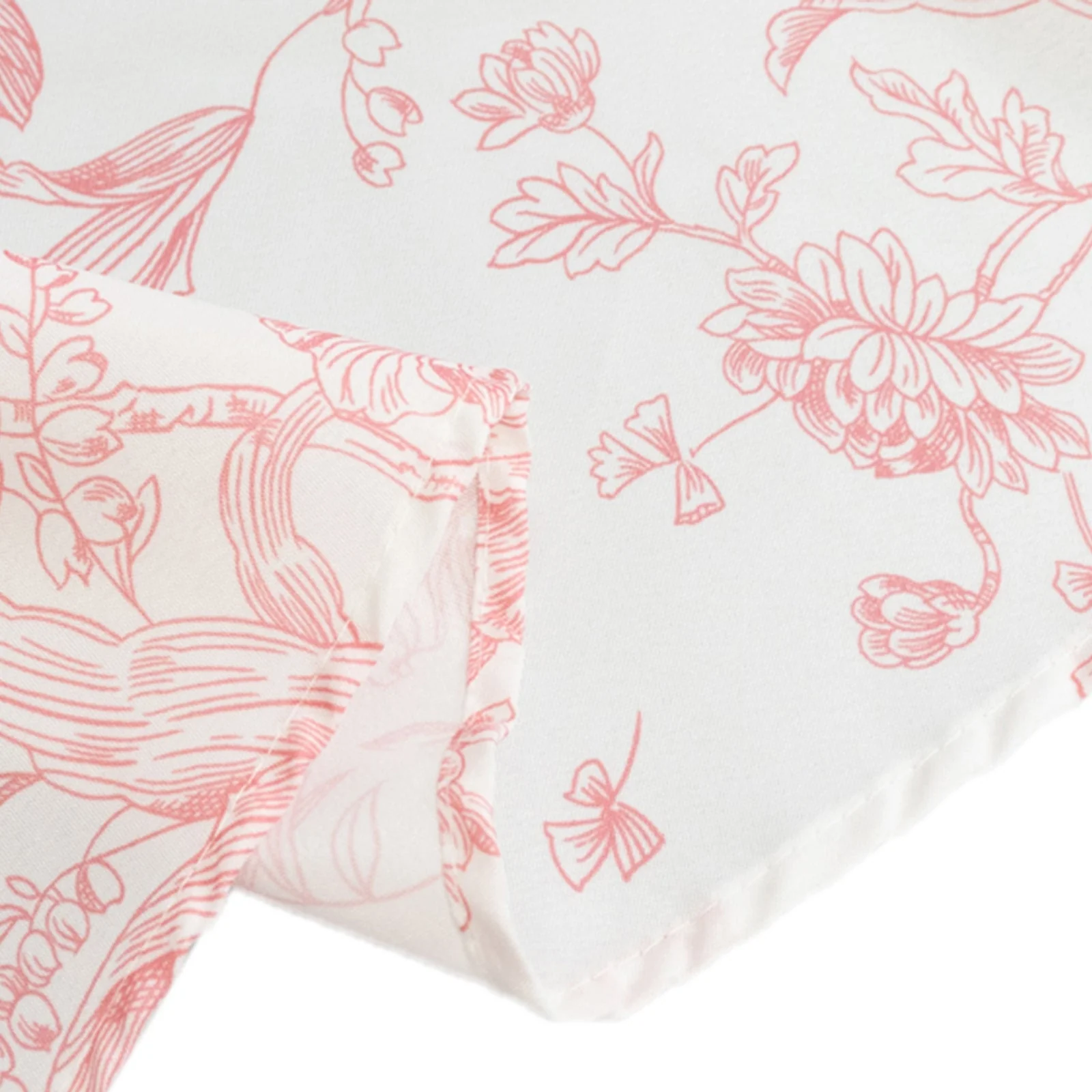Polyester Round Tablecloth 120" White with Pink French Toile Pattern - Sophisticated Table Cover for Chic Weddings & Events - Image 8