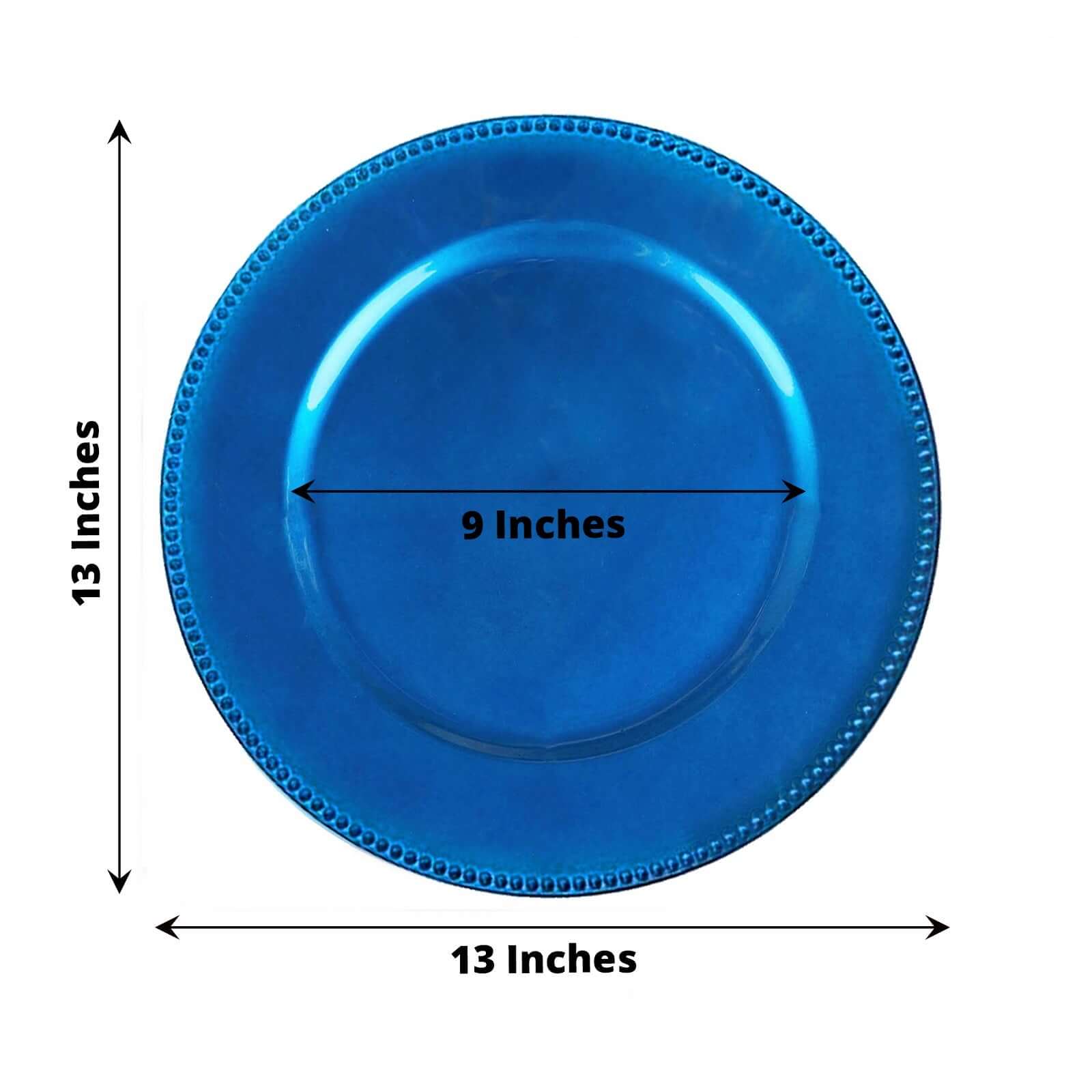 6-Pack Acrylic Charger Plates 13" Round Royal Blue Beaded Rim - Dinner Charger Tabletop Decor - Image 3