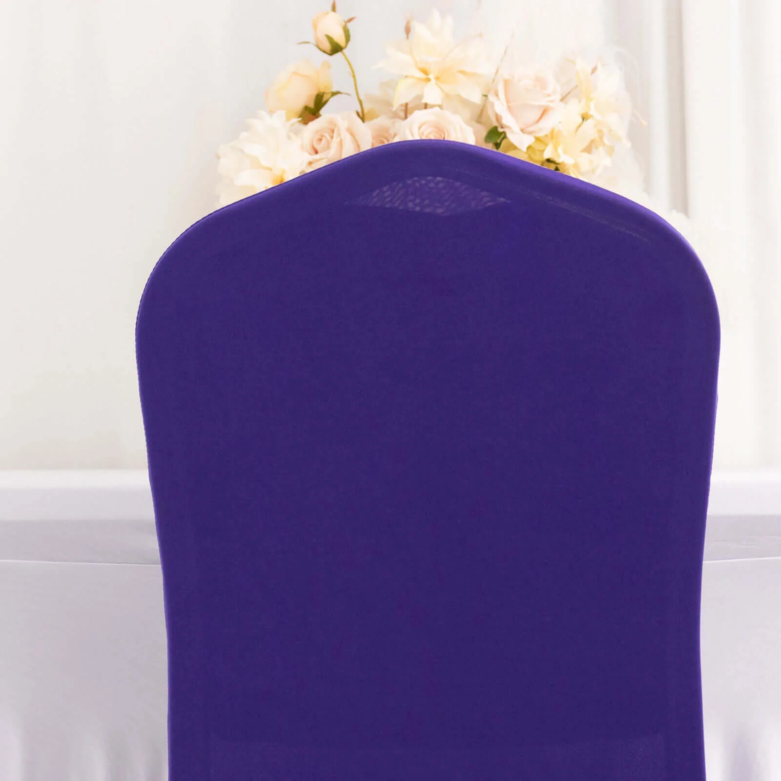 Ruffle Pleated Skirt Banquet Spandex Chair Cover Purple - 1-Piece Stretch Fitted Slipcover - Image 6