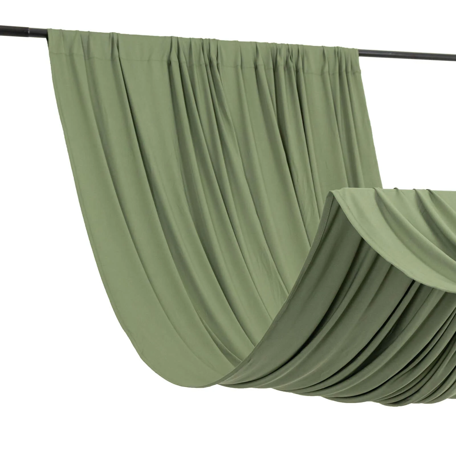 Dusty Sage Green 4-Way Stretch Spandex Backdrop Drape Curtain, Wrinkle Free Event Divider Panel with Rod Pockets - 5ftx14ft - Image 8