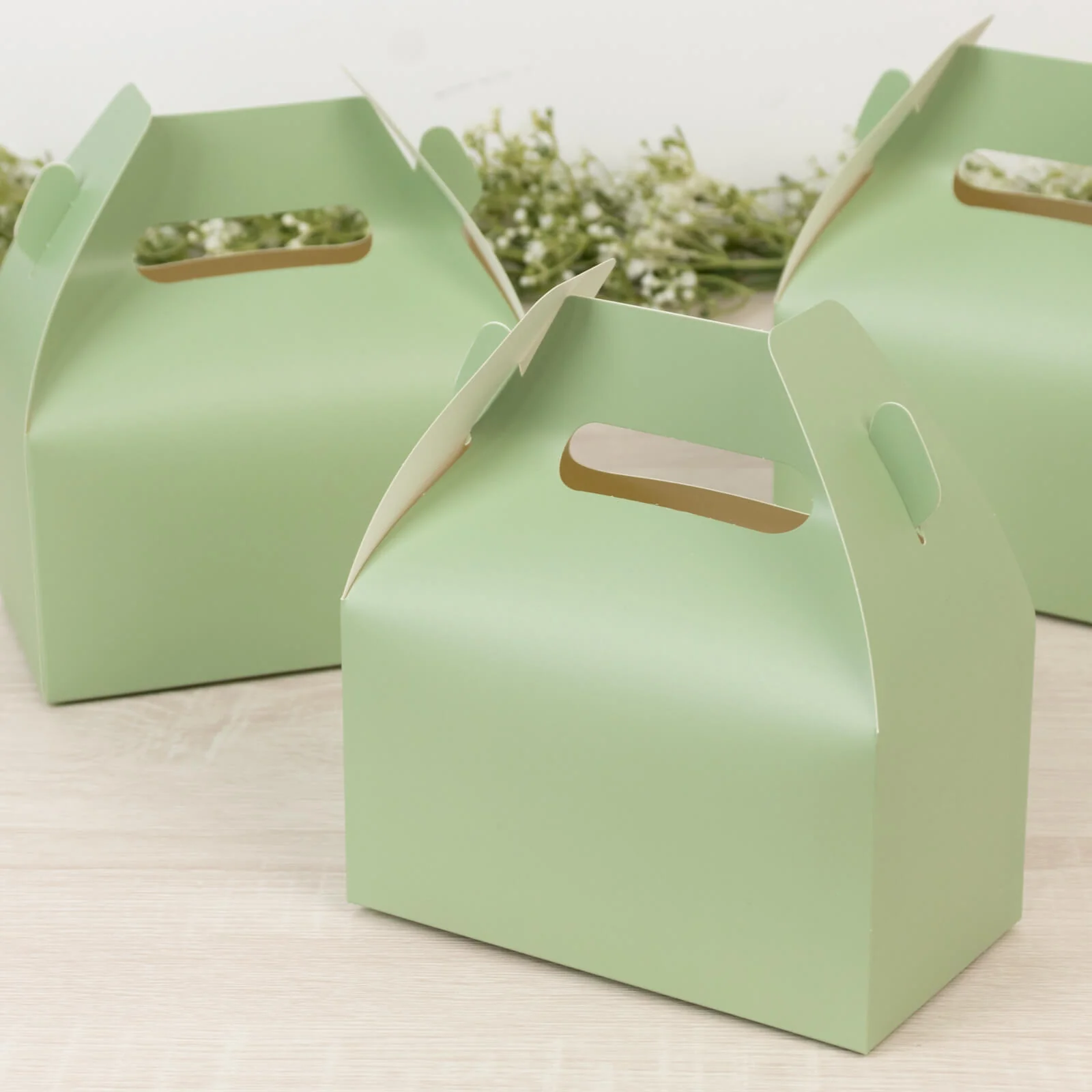 25 Pack Party Favor Gift Tote Gable Boxes, Matte Sage Green Candy Treat Boxes - 6"x3.5"x7"