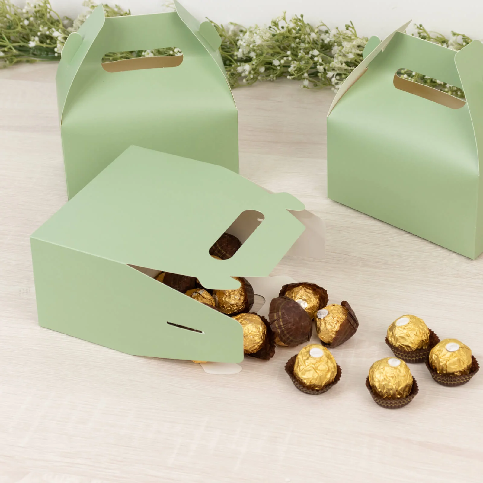 25 Pack Party Favor Gift Tote Gable Boxes, Matte Sage Green Candy Treat Boxes - 6"x3.5"x7" - Image 8