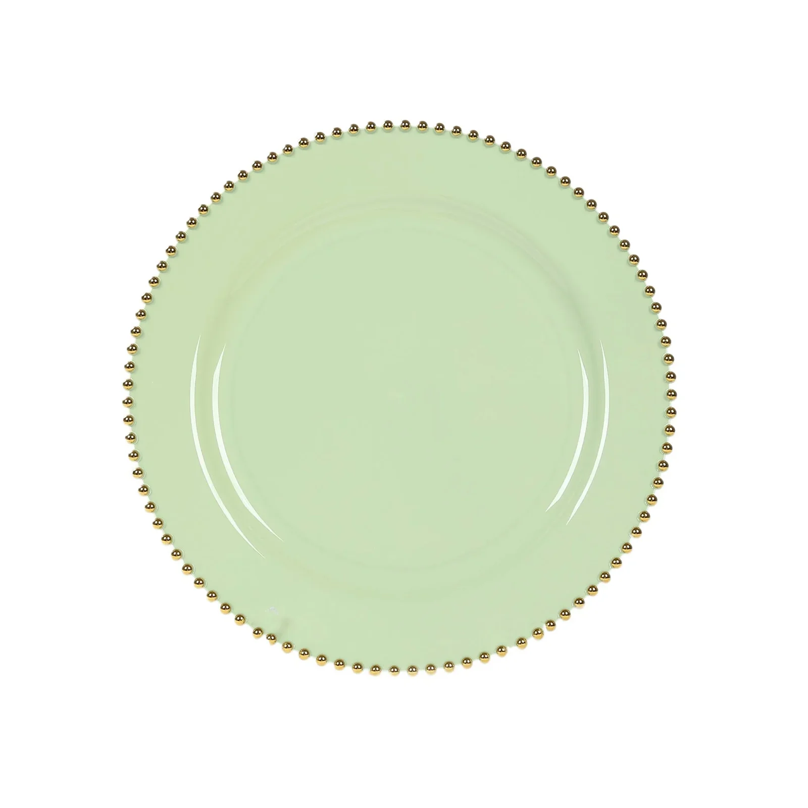 10-Pack Economy Plastic Charger Plates 13" Round Sage Green with Gold Beaded Rim - Stylish Dinner Party Serving Plates - Image 5