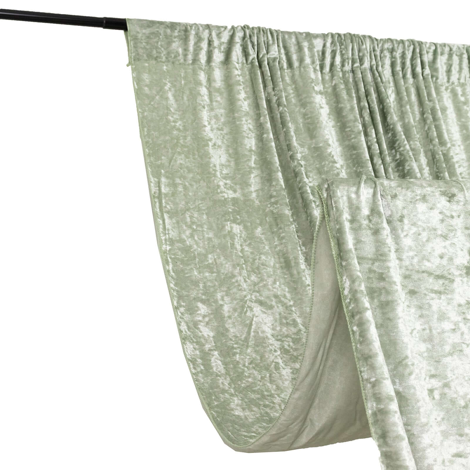 Crushed Velvet Backdrop Curtain – Sage Green 5ft x 12ft Event Drape with Rod Pocket, Privacy Panel for Photo Booths & Events - Image 7