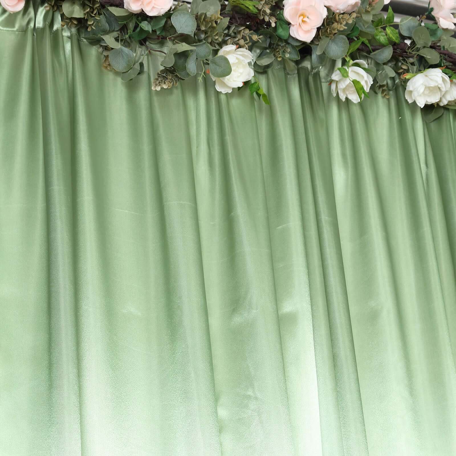 Sage Green Satin Backdrop Drape Curtain, Photo Booth Event Divider Panel - 8ftx10ft - Image 2