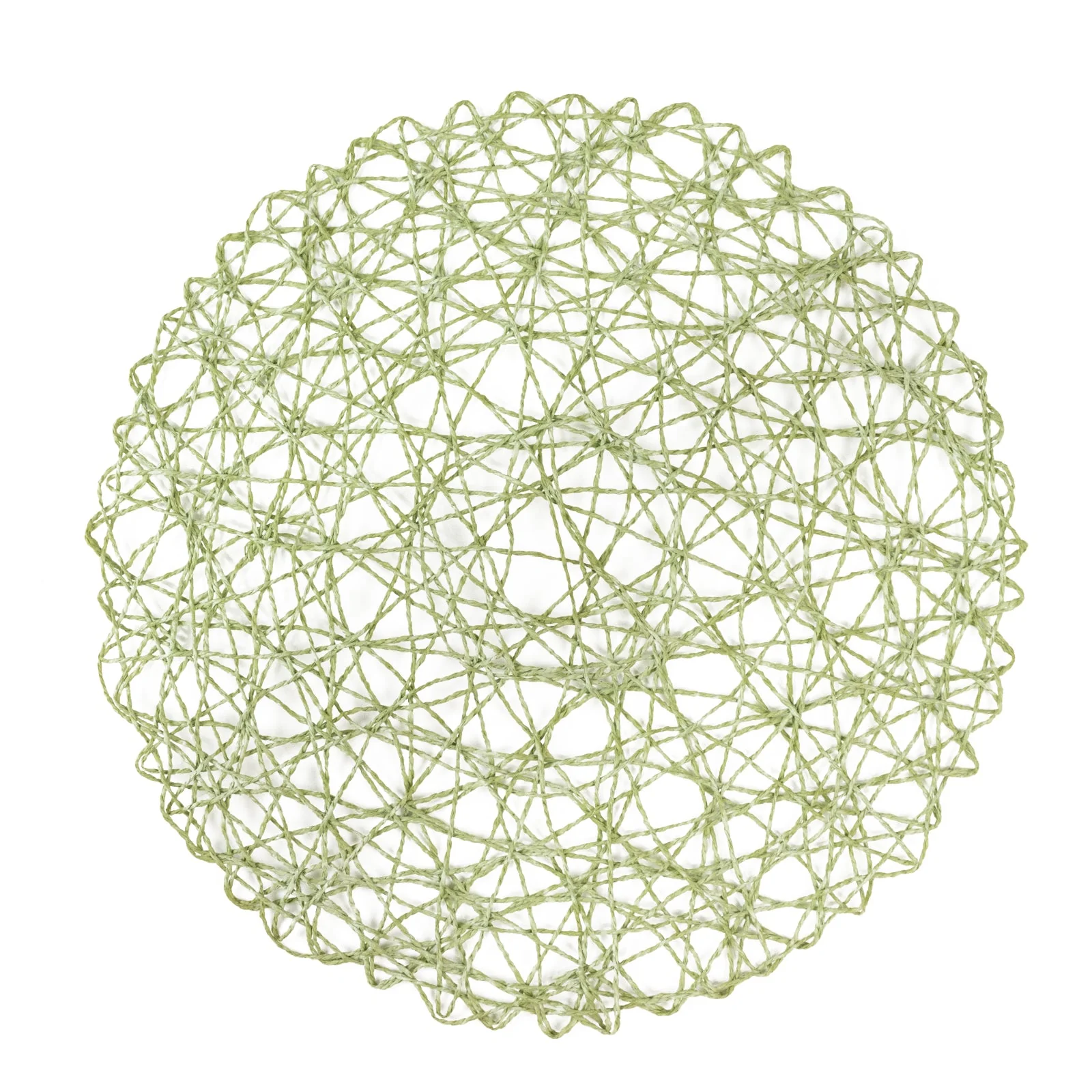 6-Pack Woven Fiber Table Placemats 15" Round Design Sage Green - Disposable Dining Mats - Image 2