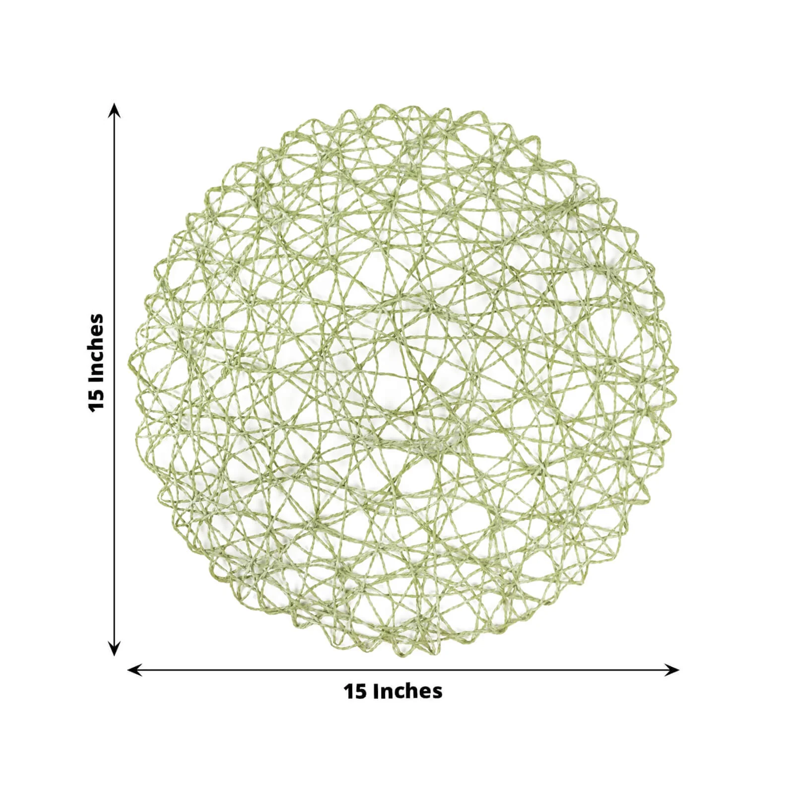 6-Pack Woven Fiber Table Placemats 15" Round Design Sage Green - Disposable Dining Mats - Image 5