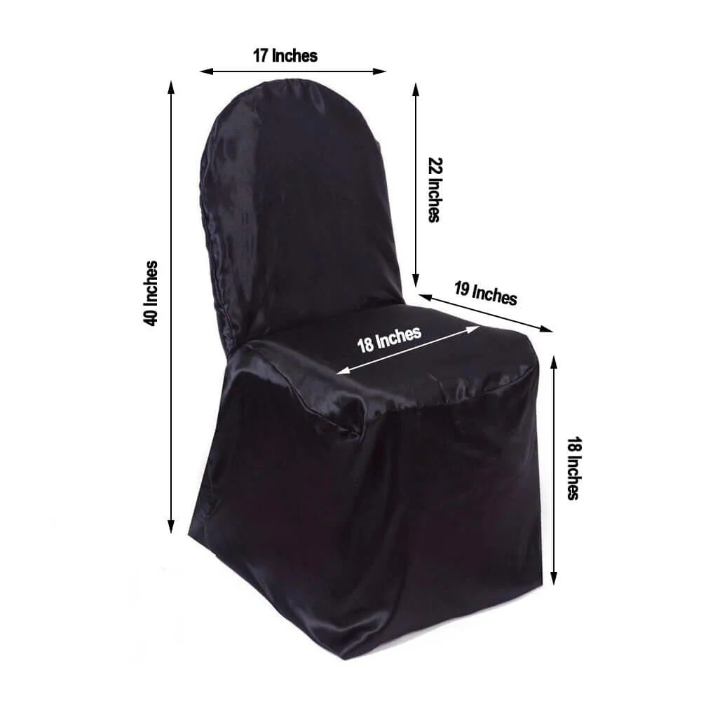 Satin Banquet Chair Covers Black with Glossy Finish - Reusable Slipcover - Image 3
