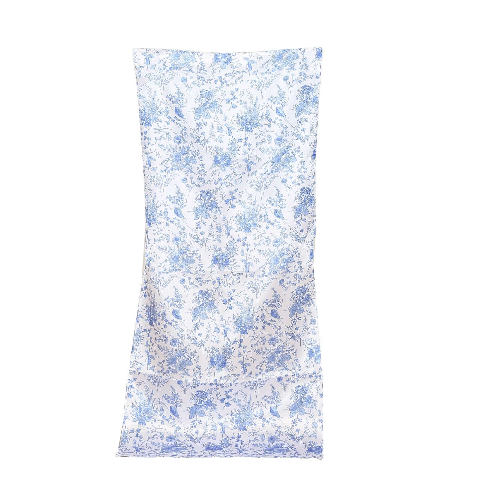 Satin Chiavari Chair Slipcover White/Blue in French Toile Floral Print - Sophisticated Wedding Chair Back Cover - Image 6