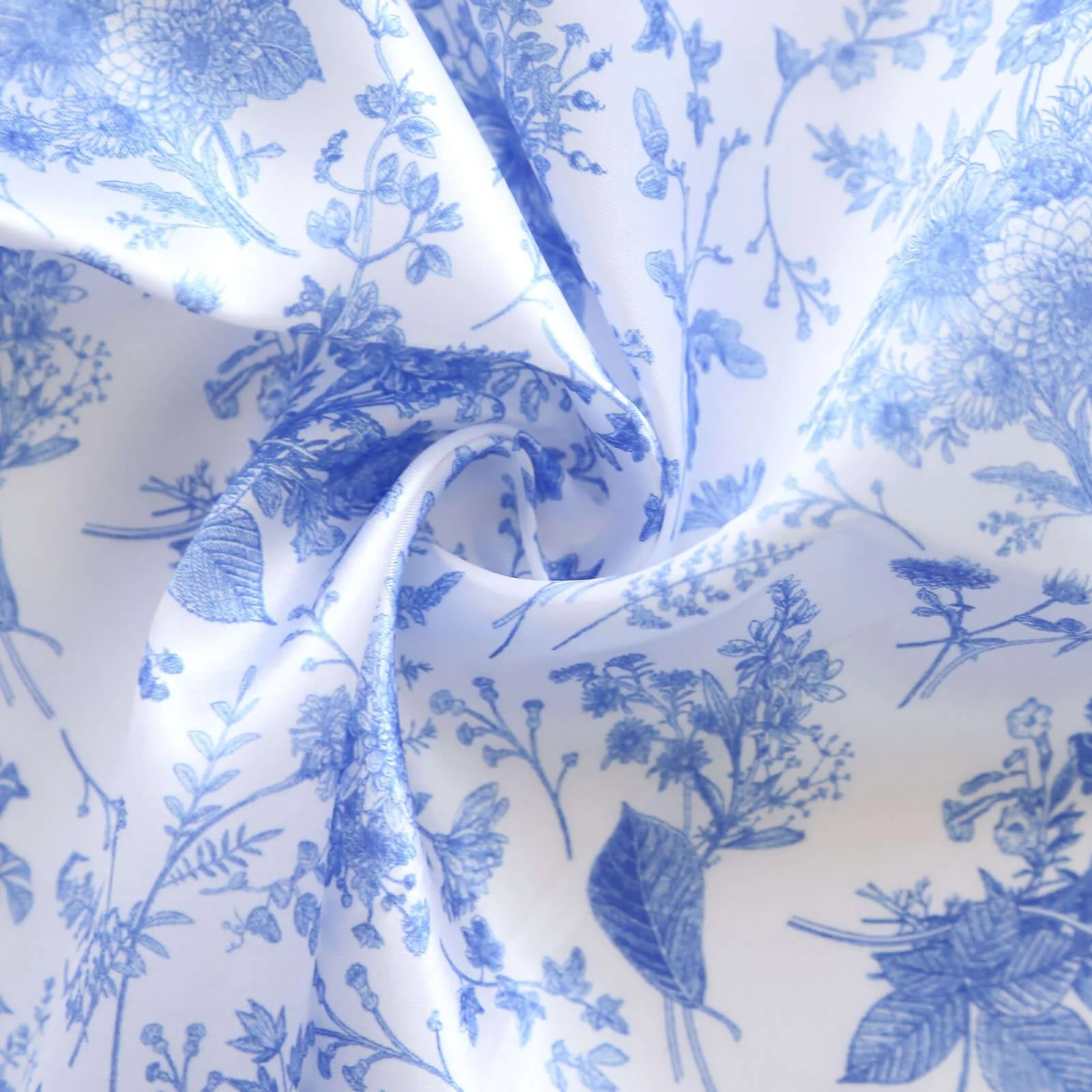 Satin Chiavari Chair Slipcover White/Blue in French Toile Floral Print - Sophisticated Wedding Chair Back Cover - Image 8