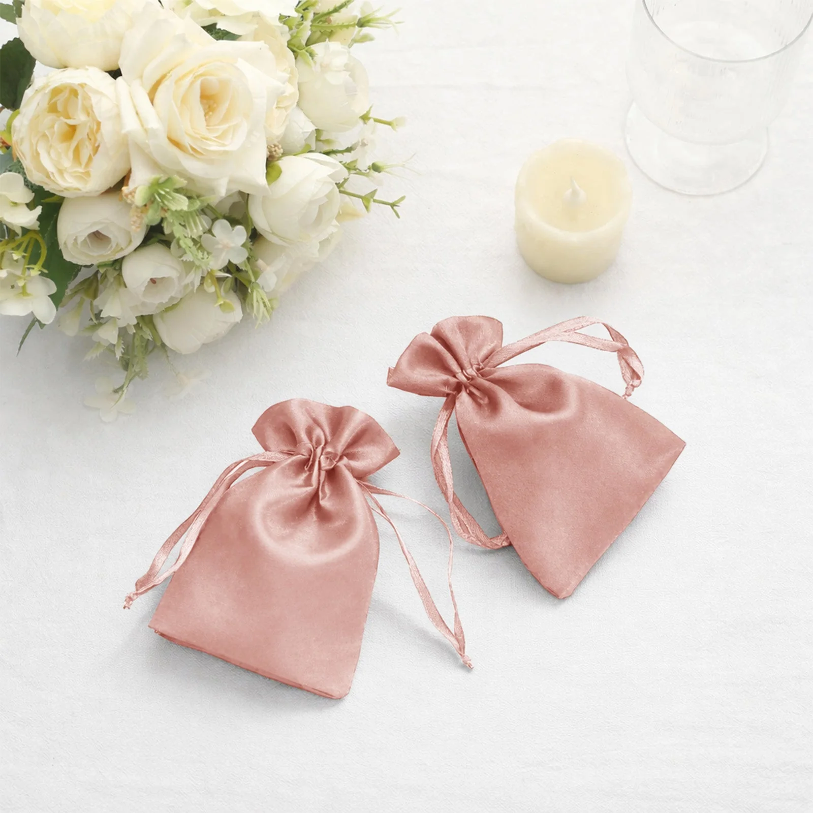 60 Pack Satin Drawstring Favor Bags, Dusty Rose 3"x4" Jewelry & Candy Gift Bags for Weddings & Parties - Image 5