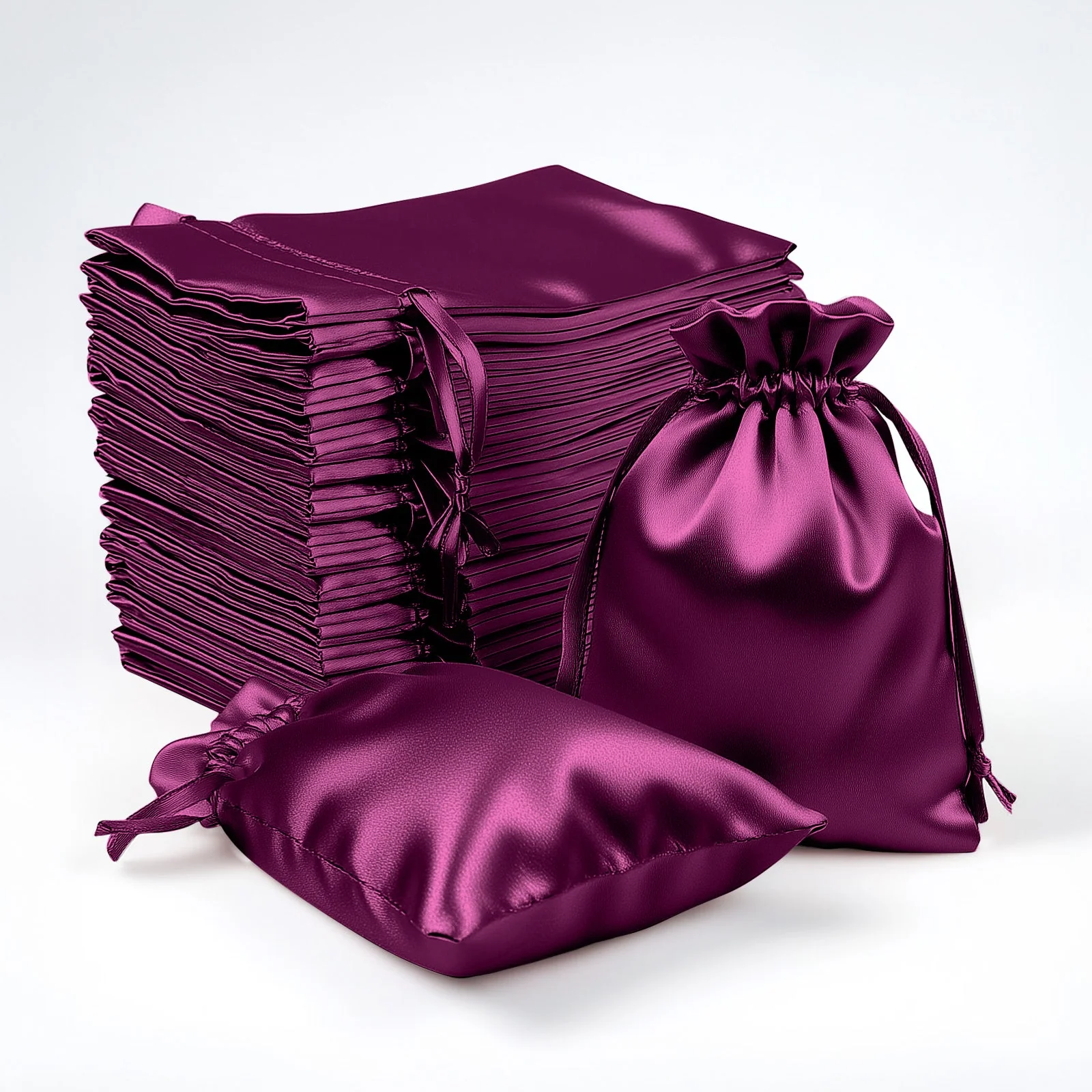 60 Pack Satin Drawstring Favor Bags, Eggplant 3"x4" Jewelry & Candy Gift Bags for Weddings & Parties - Image 8