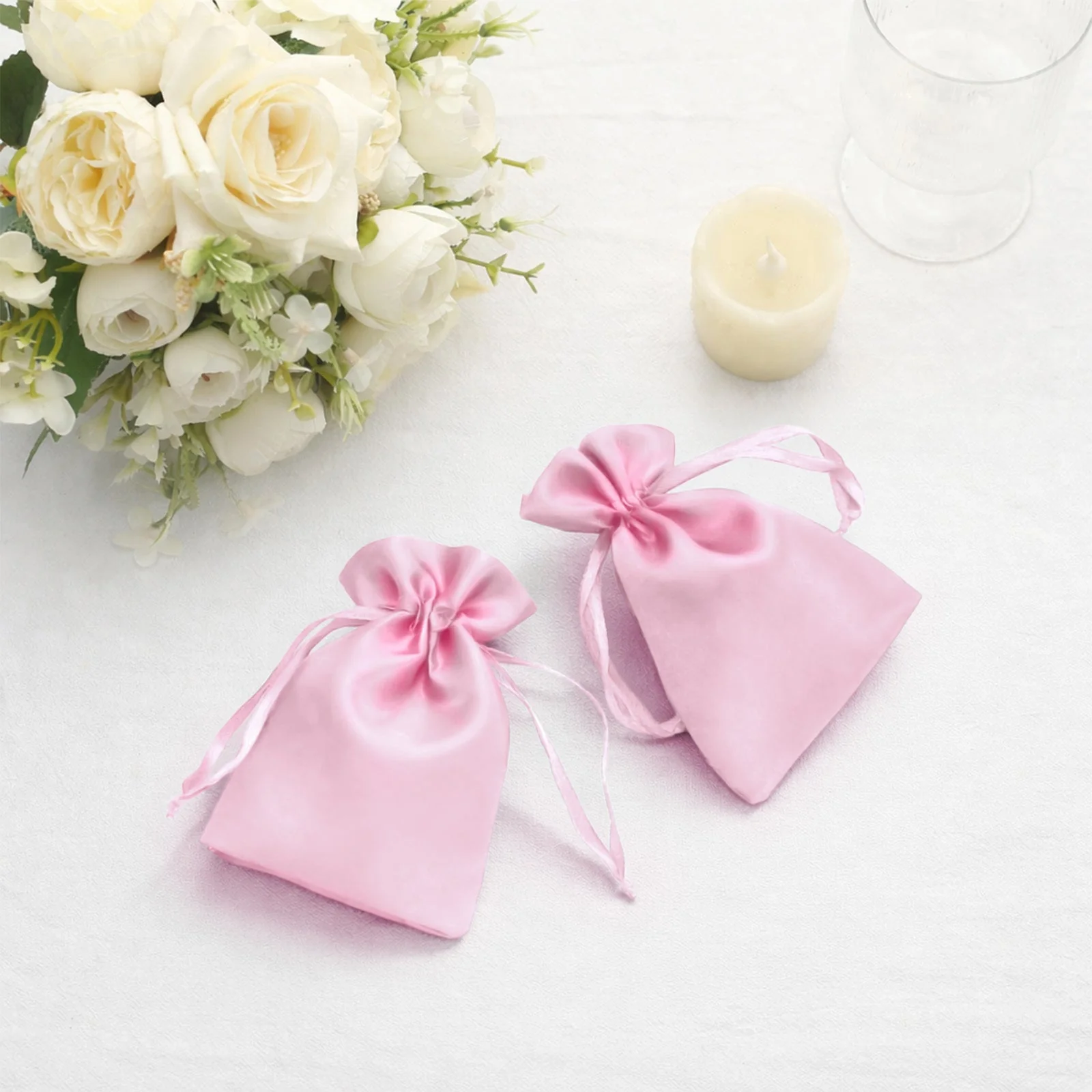 60 Pack Satin Drawstring Favor Bags, Pink 3"x4" Jewelry & Candy Gift Bags for Weddings & Parties - Image 7