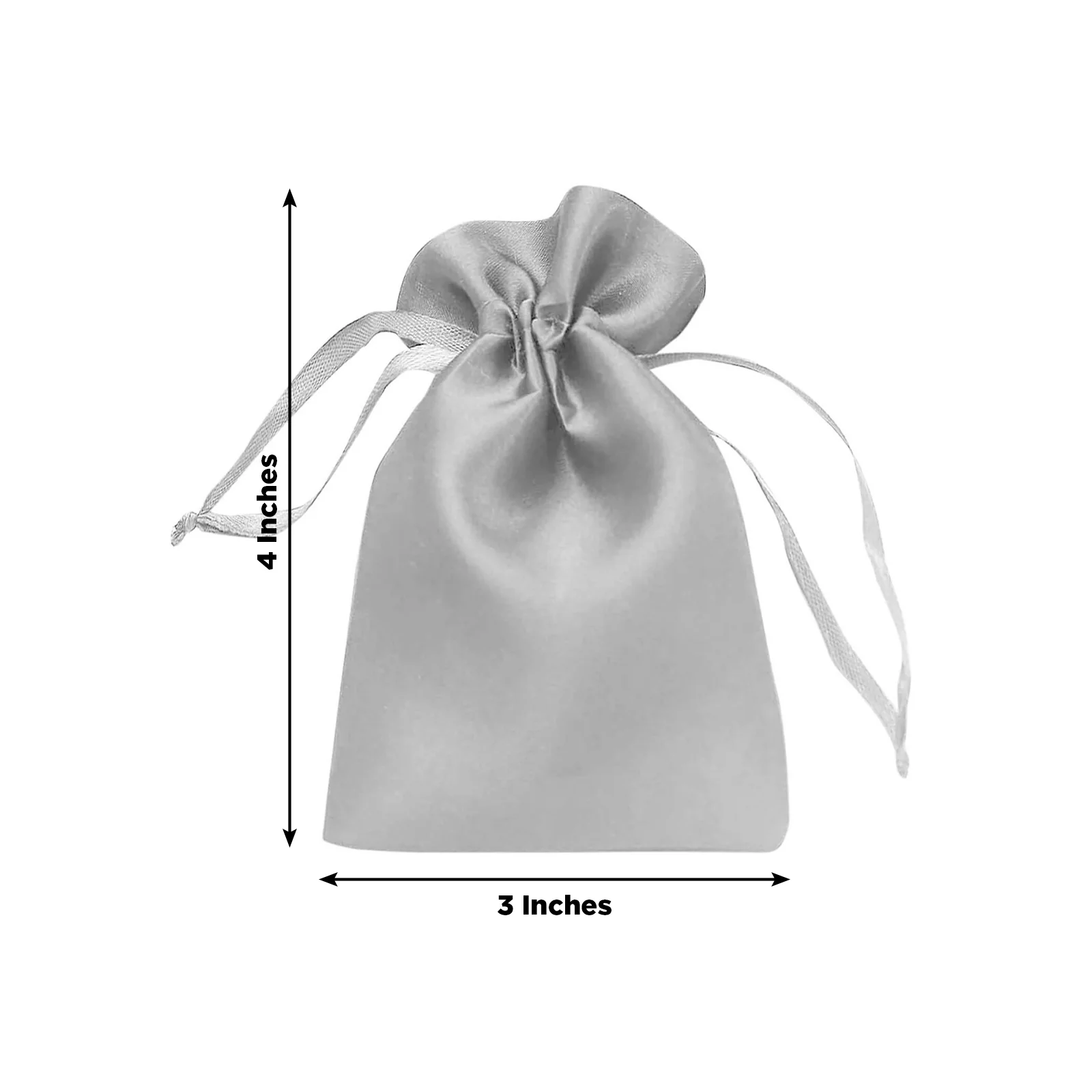 60 Pack Satin Drawstring Favor Bags, Silver 3"x4" Jewelry & Candy Gift Bags for Weddings & Parties - Image 3