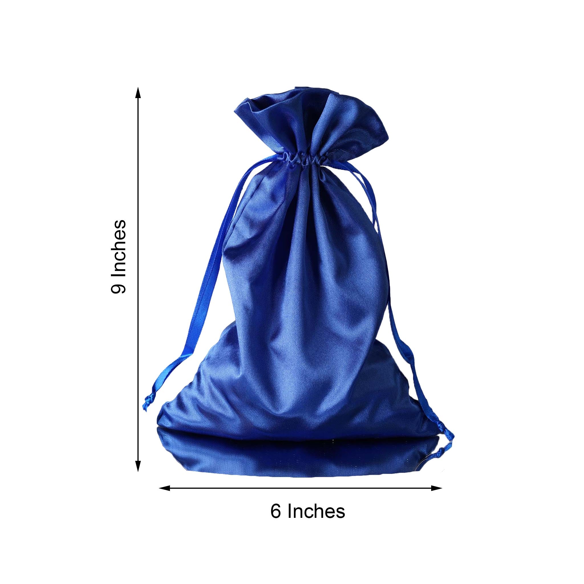 60 Pack Royal Blue Satin Wedding Party Favor Bags, Drawstring Pouch Gift Bags 6"x9" - Image 3
