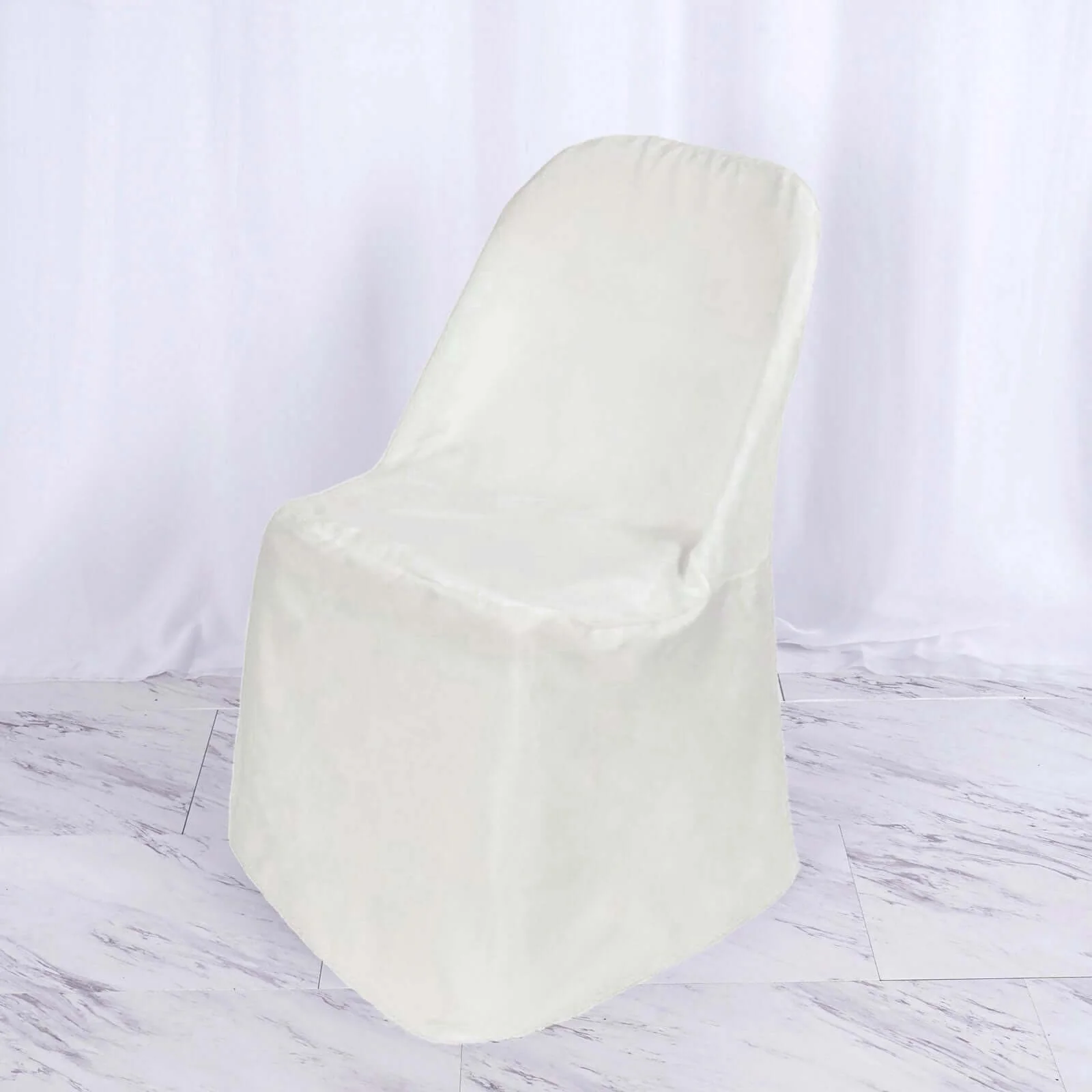 Satin Folding Chair Covers Ivory with Glossy Sheen - Reusable Slipcover - Image 3