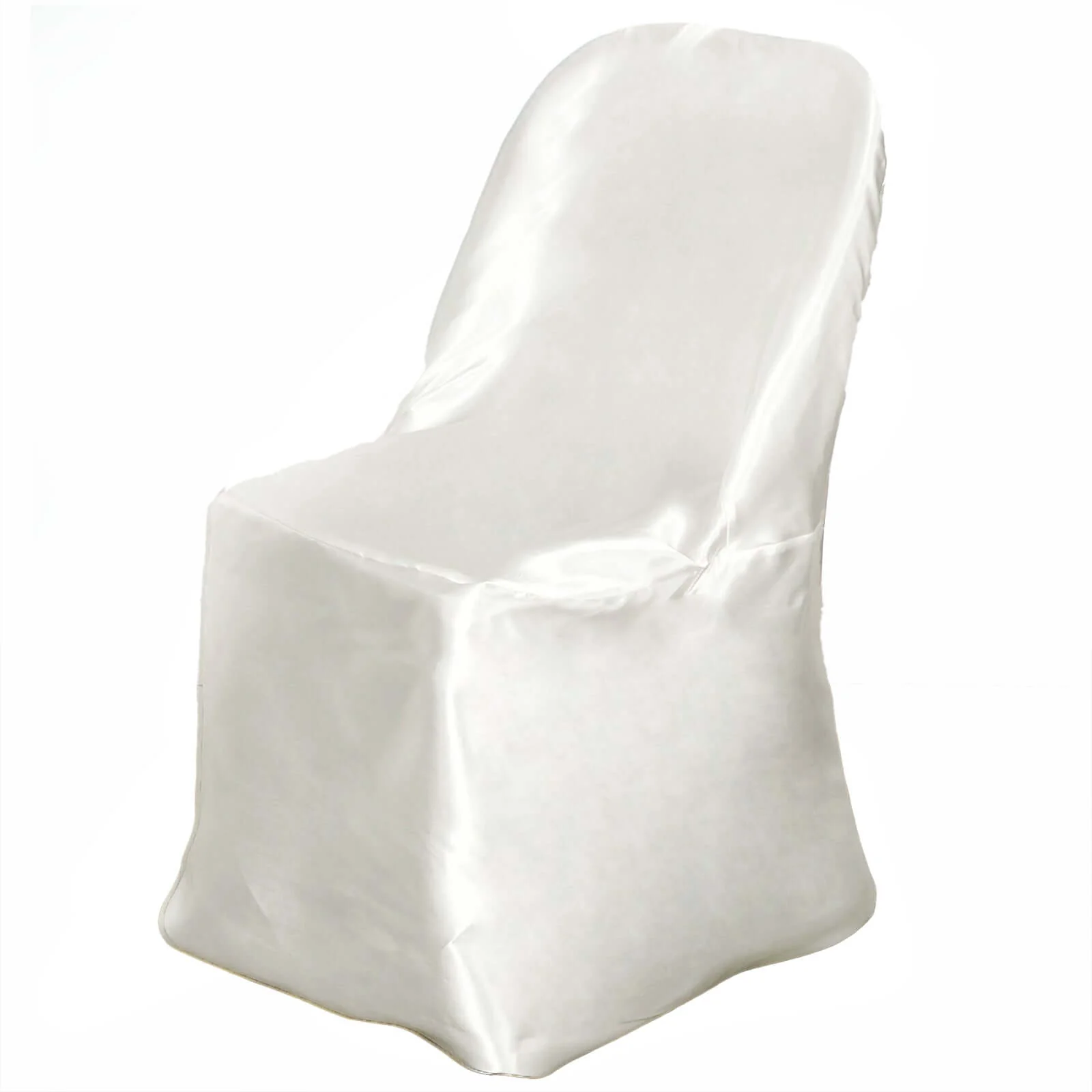 Satin Folding Chair Covers Ivory with Glossy Sheen - Reusable Slipcover - Image 6