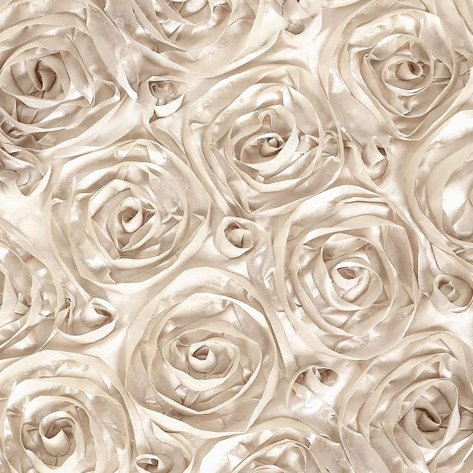Satin Rectangle Tablecloth 90"x132" Beige - Grandiose 3D Rosette Table Cover - Image 8