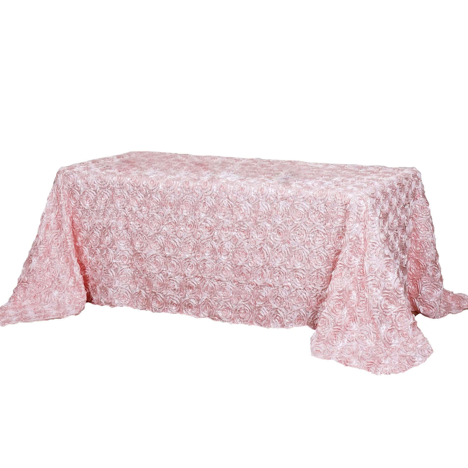 Satin Rectangle Tablecloth 90"x132" Blush - Grandiose 3D Rosette Table Cover - Image 7