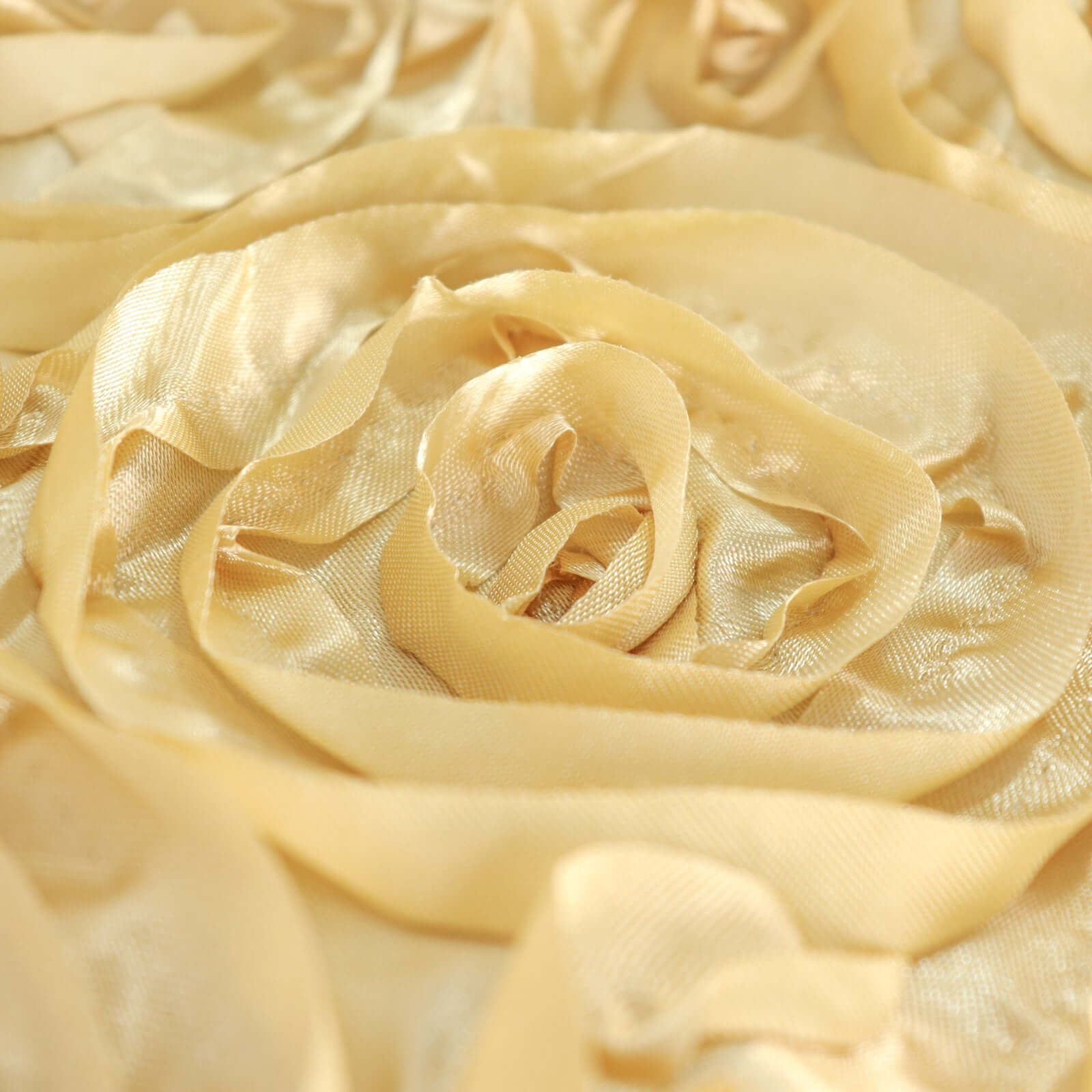 Satin Rectangle Tablecloth 90"x132" Champagne - Grandiose 3D Rosette Table Cover - Image 7