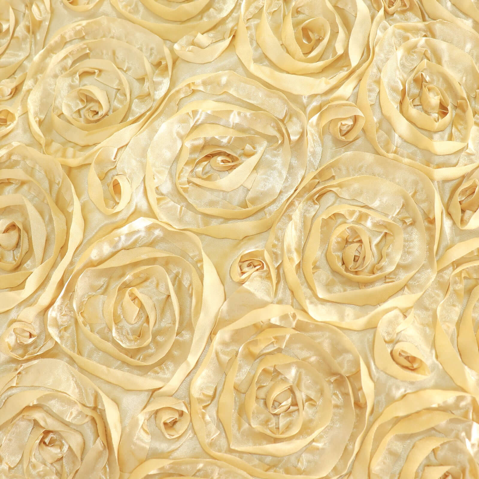 Satin Rectangle Tablecloth 90"x132" Champagne - Grandiose 3D Rosette Table Cover - Image 8