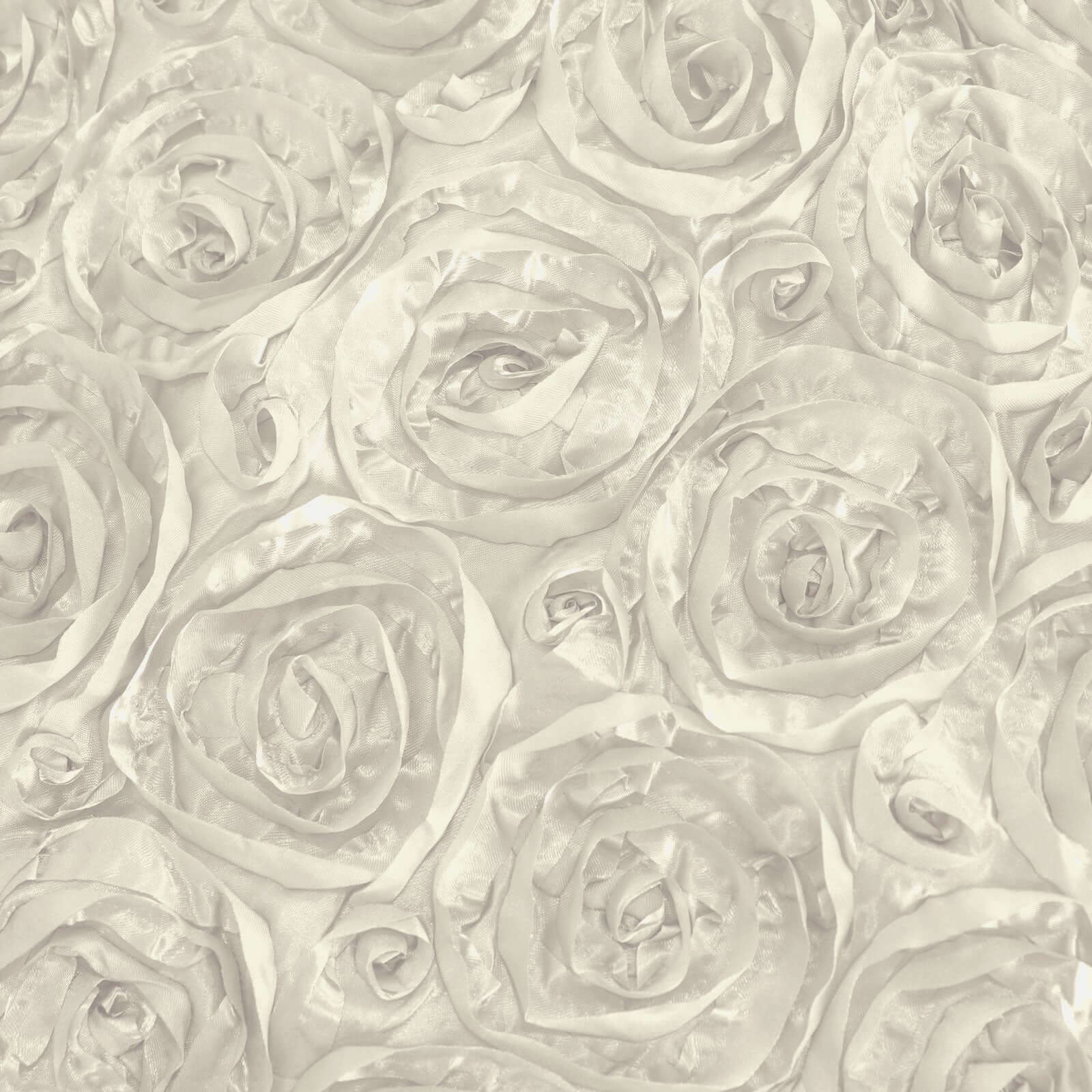 Satin Rectangle Tablecloth 90"x132" Ivory - Grandiose 3D Rosette Table Cover - Image 8