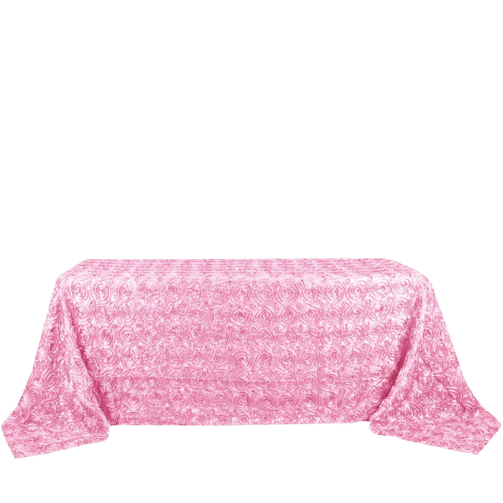 Satin Rectangle Tablecloth 90"x132" Pink - Grandiose 3D Rosette Table Cover - Image 6